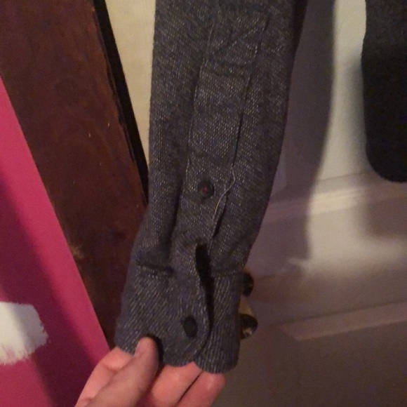 Hollister Gray Textured Patterned Pocket Flannel Mens Large L - Picture 12 of 13